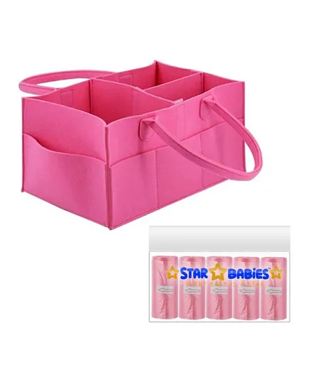 Star Babies Caddy Diaper Bag Organizer With Scented Bag Combo Set - Pink