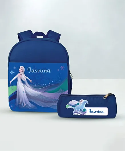 Essmak Disney Frozen 2 Personalized Backpack & Pencil Pouch Blue - 11 Inches