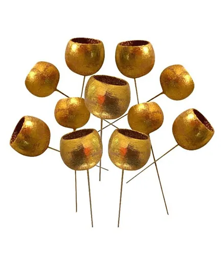 Eco Dried Bell Cup Sticks Gold - 10 Pc
