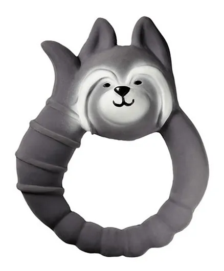 Natruba Teether - Natural Rubber - Raccoon - Grey