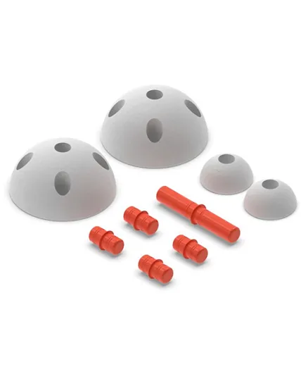 Modu Half Balls with Red Pegs Construction Set - 10 Pieces