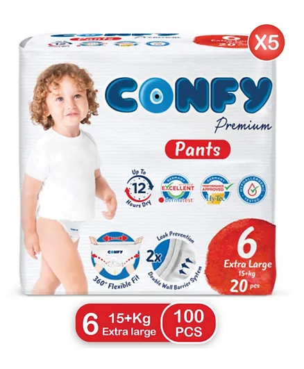 Confy Baby Eco Saver Pack of 5 Pant Style Diapers Size 6 - 100 Pieces