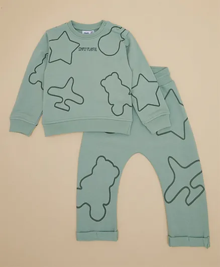 R&B Kids Printed Sweatshirt & Joggers/Co-ord Set - Teal