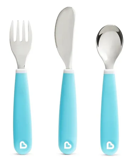 Munchkin Splash Fork Knife Spoon Blue - 3 Pieces