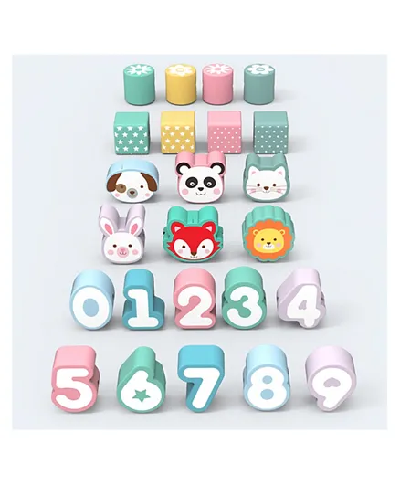MWSJ Wooden Number Beads - 24 Pieces
