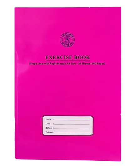 SADAF Single Line With Right Margin A4 Size Exercise Book - Pink