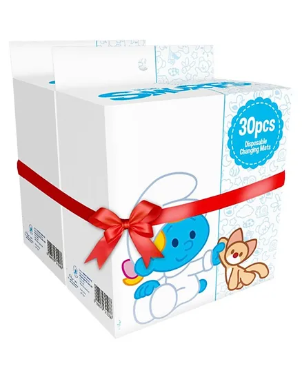Smurfs Poly bag of Disposable Changing Mats White Pack of 2 - 60 Pieces