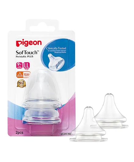 Pigeon Wide Neck Softouch Peristaltic Plus Nipple (LL) Blister - Pack of 2