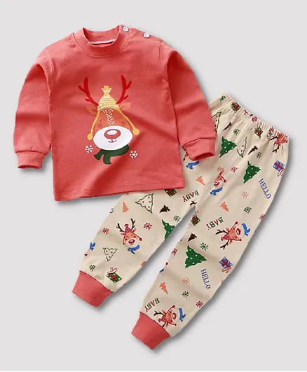 Lamar Baby Long Sleeve Christmas Nightwear  - Red