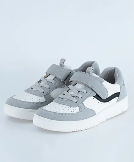 Just Kids Brands Lucas Velcro With Elastic Lace Life Style Casual Shoes - Grey