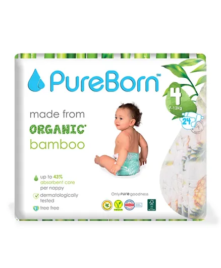 PureBorn Organic Daisys Singles Size 4 - 24 Pieces