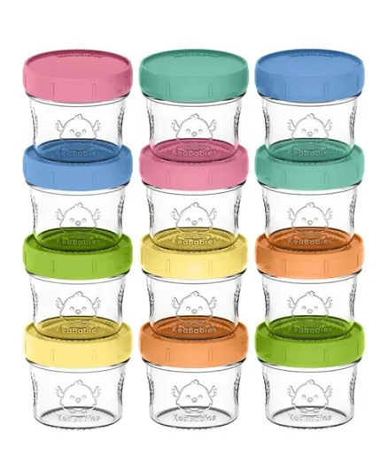 Keababies Prep Jars Glass Baby Food Containers  118mL each -  12 Pieces