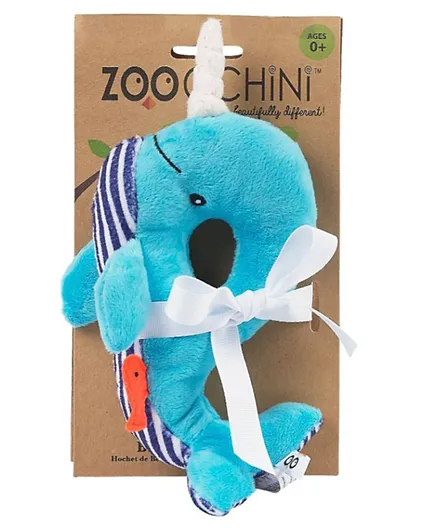 Zoocchini Willy The Whale Plush Baby Buddy Rattle - Blue
