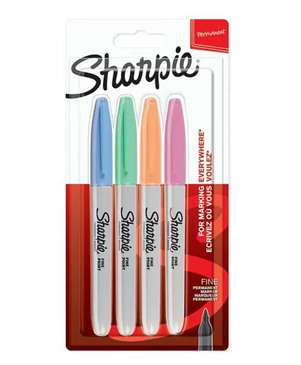 Sharpie Permanent Fine Pastel Markers Pack of 4 - Assorted
