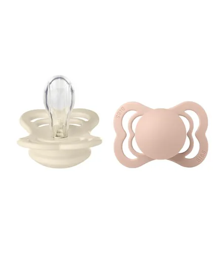 Bibs Supreme Silicone Pacifier Size 1 Ivory & Blush - 2 Piece