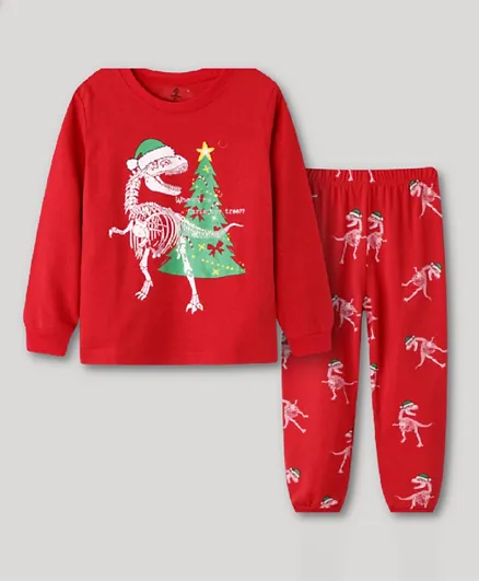 Lamar Baby Dino Santa Christmas Nightwear - Red