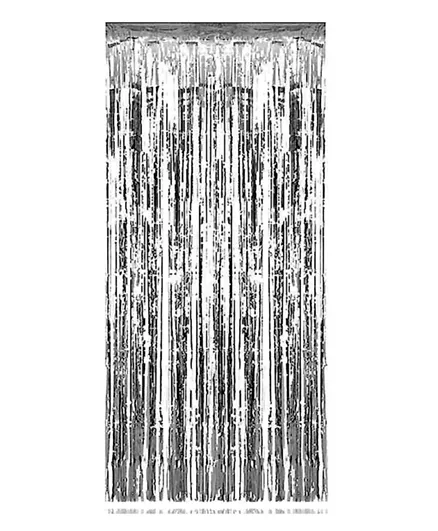 Party Propz Foil Curtain Decoration Metallic Silver  - Pack of 1