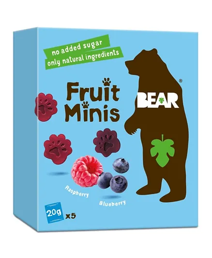 BEAR Fruit Minis Blueberry and  Raspberry Pack of 5  - 20g each