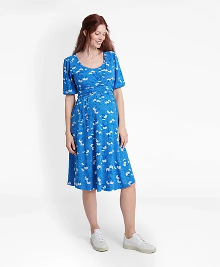 JoJo Maman Bebe Floral Print Wrap Maternity & Nursing Dress - Blue