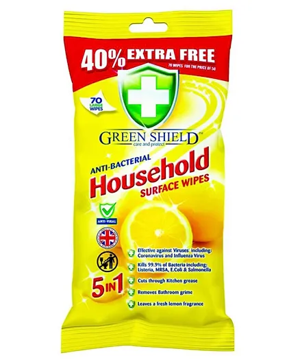 Greenshiield Anti-Bacterial Household Surface Wipes 70 Pieces