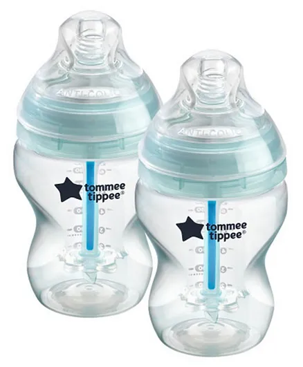 Tommee Tippee Anti-Colic Slow-Flow Baby Bottle with Unique Anti-Colic Venting System Pack of 2 - 260mL