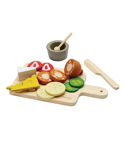 Plan Toys Wooden Cheese & Charcuterie Board Sustainable Play - 14 Pieces