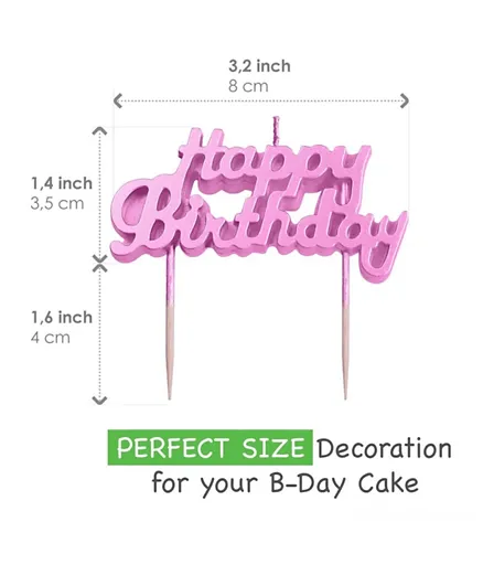 Highland Happy Birthday Candle Cake Topper - Pink