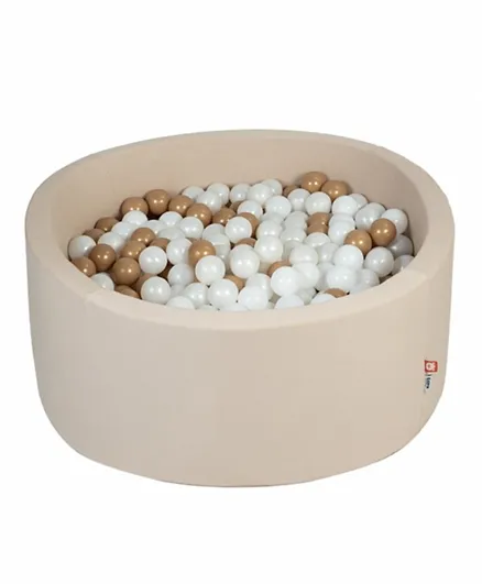 Ezzro Round Ball Pit With 400 Balls - Golden, White & Pearl