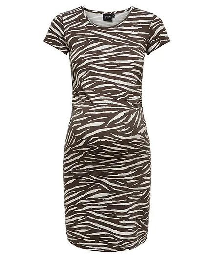 Only Maternity Animal Print Dress - Brown