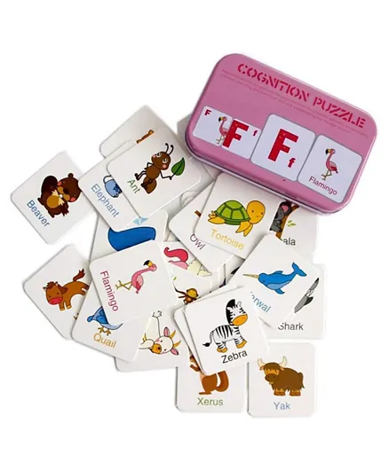 UKR Cognitive Puzzle English Letters and Animals Cards - 56 Pieces