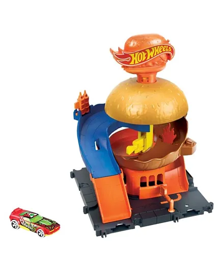 Mattel Hot Wheels City Downtown Burger Blitz Race Track