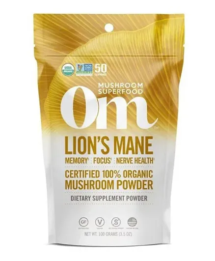 OM MUSHROOM Lions Mane Organic Mushroom Powder - 100g