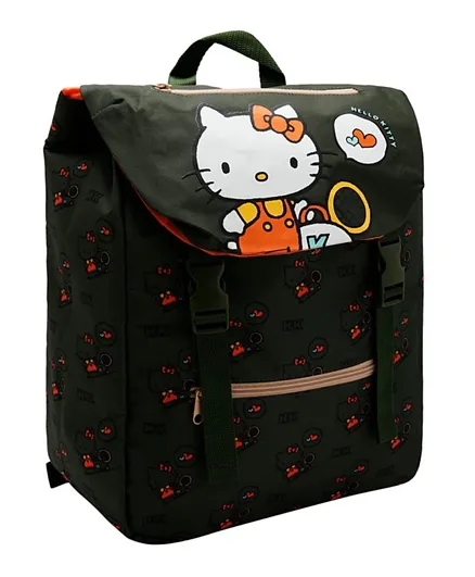 Hello Kitty Printed Buckle Closure Backpack - Green