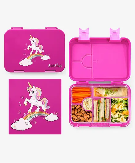 Bonfino Unicorn ABS Bento Lunch Box, BPA Free, Microwave Safe Removable ...