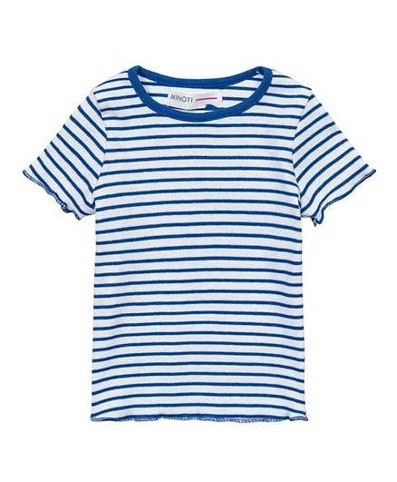 Minoti Striped Basic Ribbed T-Shirt - Blue