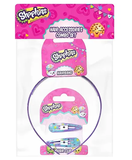 Shopkins Hair Band and Hair Clips Combo - Lavender and Blue