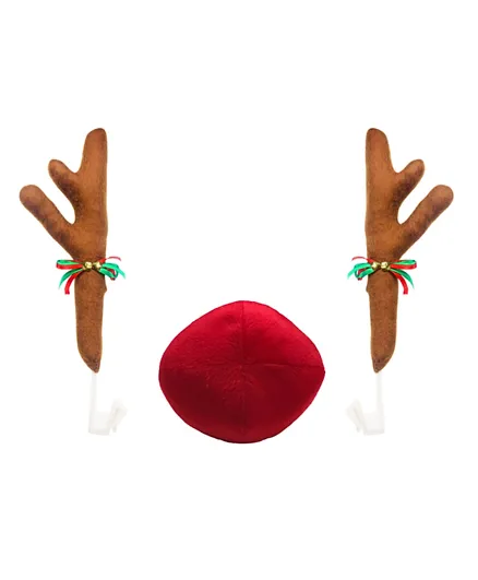 Christmas Magic Antlers & Nose Car Decoration - Red