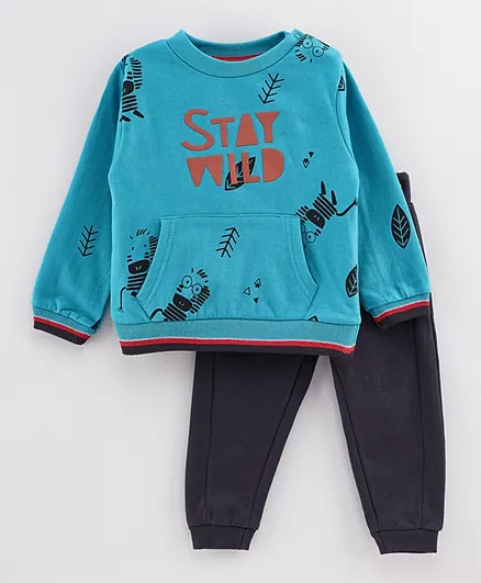 Babybol Baby's Stay Wild Sweatshirt & Pants Set - Blue