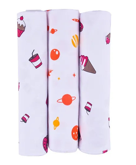 ووندر وي - بطانية قماط للأطفال من قطن الموسلين، عبوة من 3 قطع - متعددة الألوان