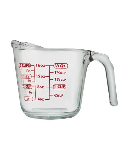 Anchor Hocking Open Handle Measuring Cup With Red Description