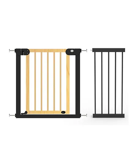 Baby Safe Wooden Safety Gate With Extension - Natural Wood