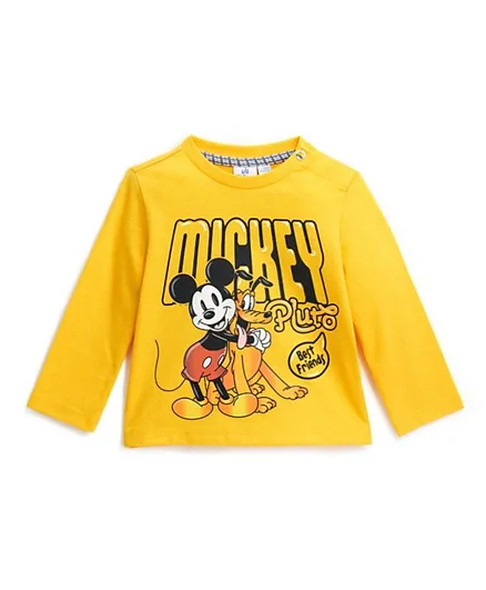 Original Marines Disney Mickey Mouse & Pluto Cotton T-Shirt - Yellow