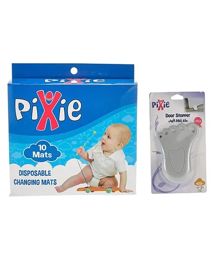 Pixie - Changing Mats + Door Stopper - Baby Safety & Disposable Combo