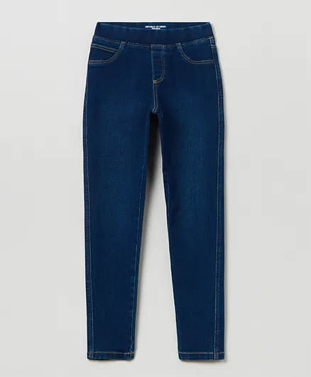 او في اس - بنطلون جينز سهل الارتداء مع جيوب - أزرق