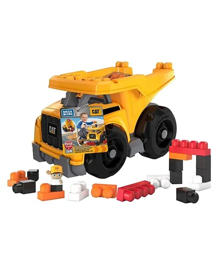 Mega Bloks Cat Large Dump Truck Yellow - 25 Piece