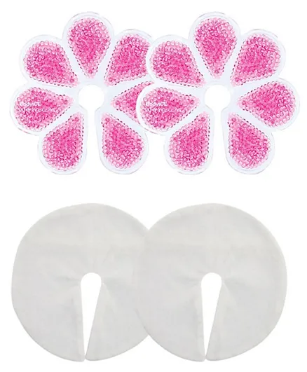 مامز آند بامبز - وسادات ثدي جل و 2 أكمام للثدي - بيضاء ووردية.