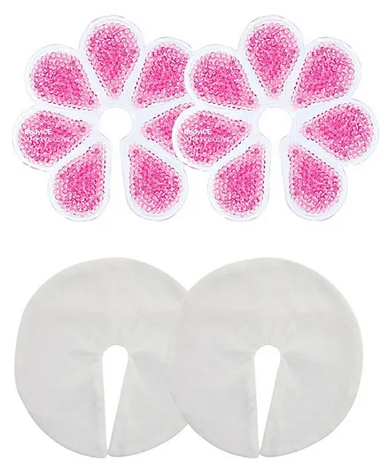 Mums & Bumps Bodyice 2 Gel Breast Pads & 2 Breast Sleeves - White & Pink