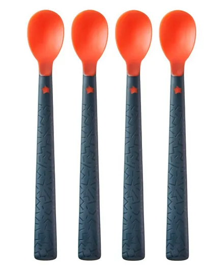 Tommee Tippee Heat Sense Soft Weaning Spoon,  Pack of 4 - Orange