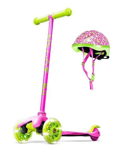 Madd Gear Zycom Zipper Scooter and Helmet - Pink/Lime