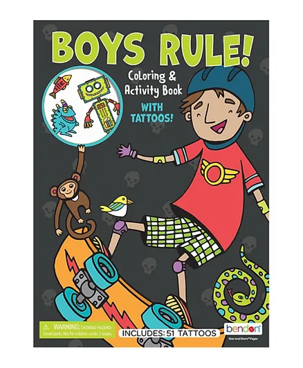 Coloring and Activity Book with Tattoos (Boys Rule) - English